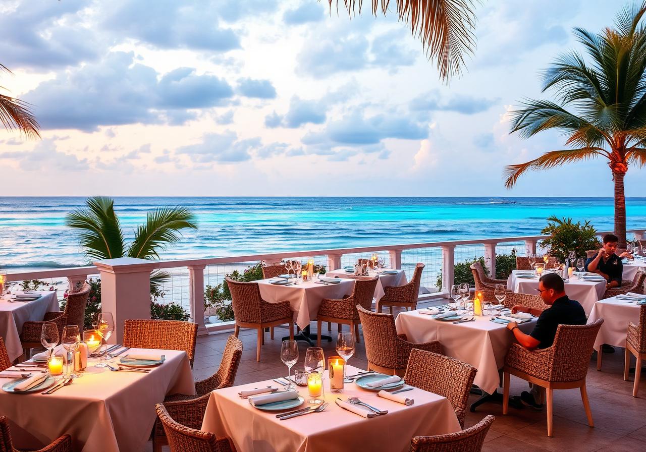 Restaurante de mariscos frente al mar