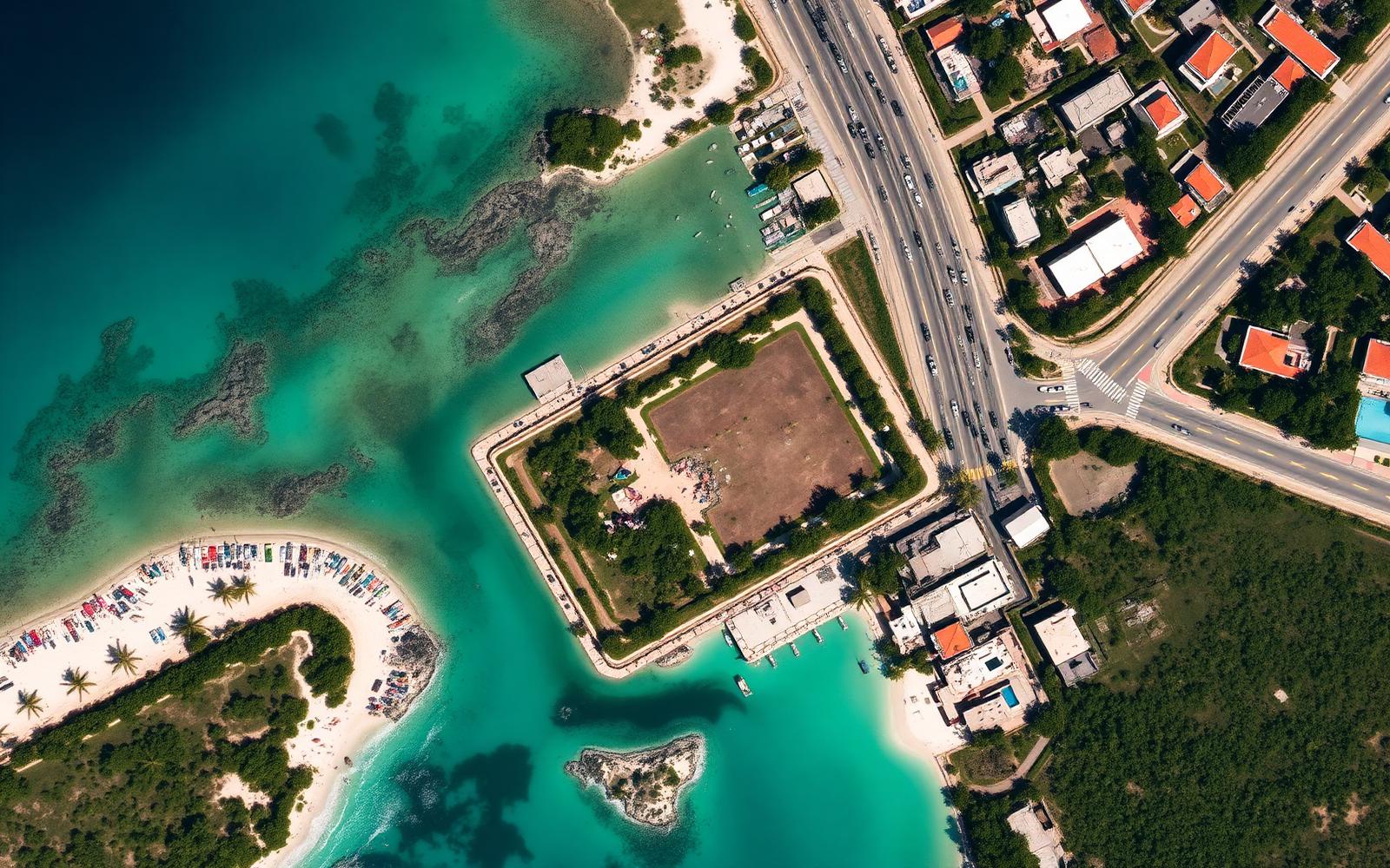 Vista satelital del terreno en Cancún